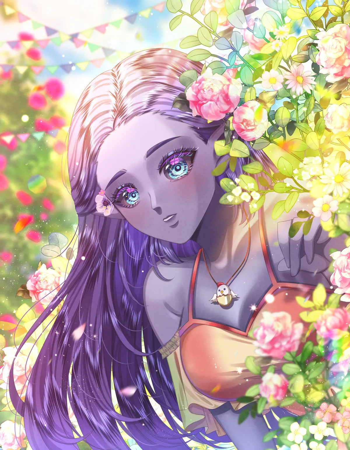 Nhywyll VTuber Illustration - Flower theme by kekentang