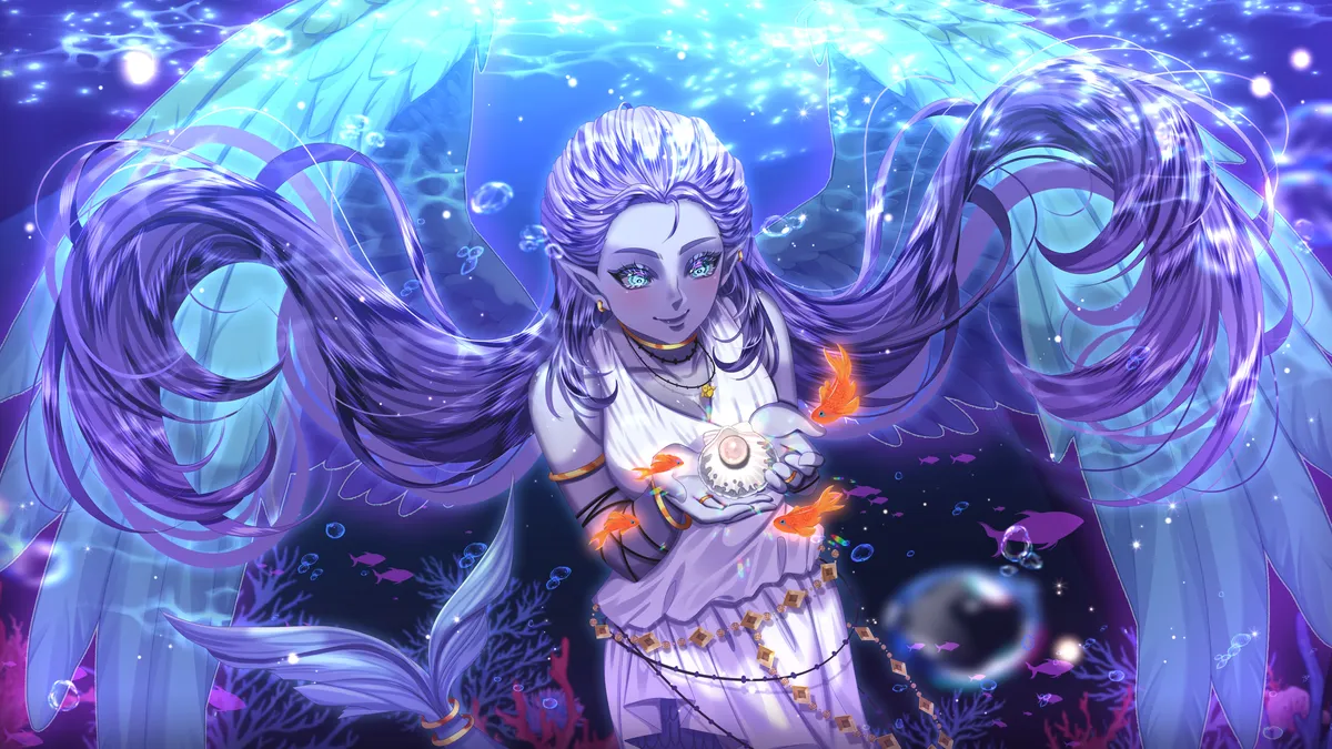 Nhywyll VTuber Illustration - Watergoddess theme by kekentang